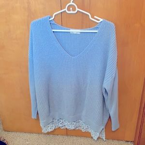 Blue sweater with lace
